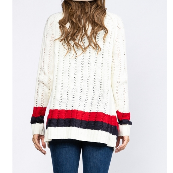 Designer Inspired Open Front Knit Cardigan w/ pock - Picture 9 of 10